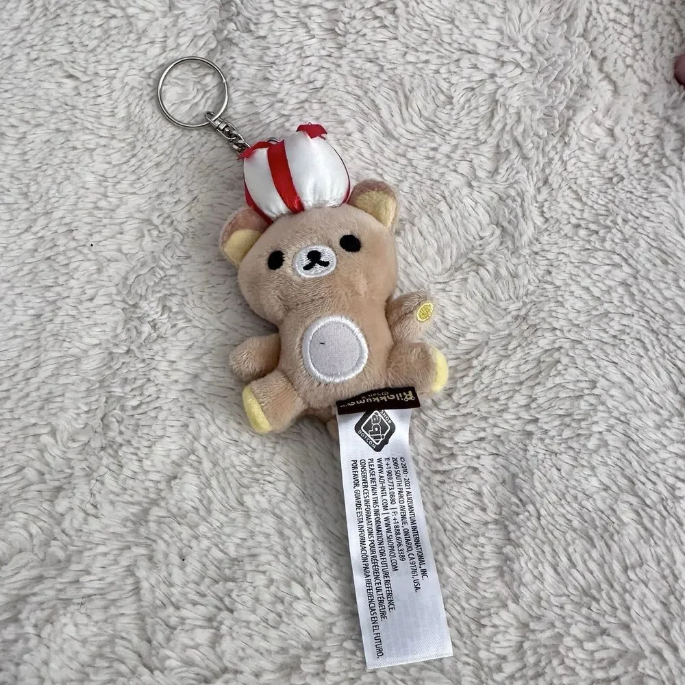 San X Rilakkuma Bag Charm Keychain Present On Head Holiday 3” Plush